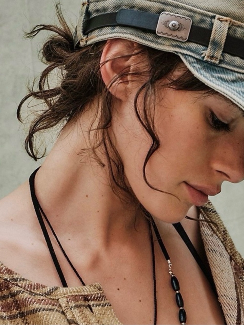 Free People: Distressed Denim Cadet Cap|NWT